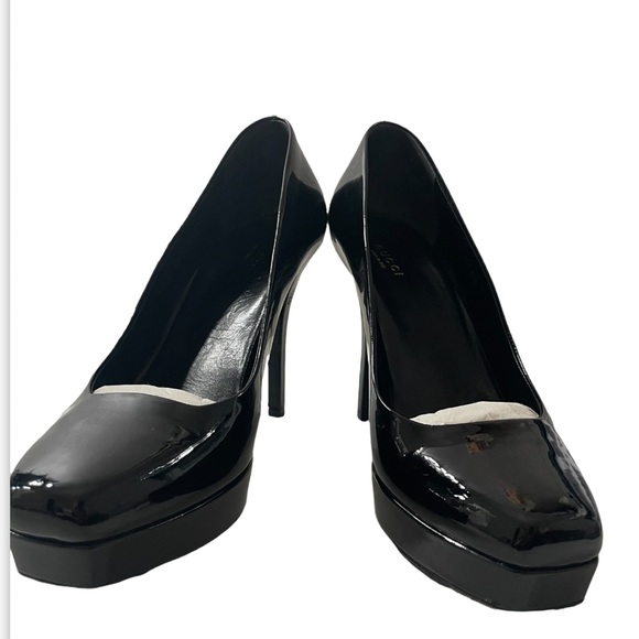 Vintage Gucci Patent Leather Pumps Black Vernice Crystal Nero - Size 9 Authentic - Picture 2 of 16